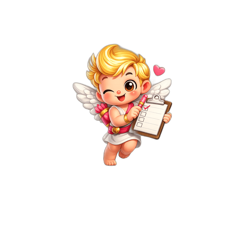 Luvi holding a clipboard with a checklist